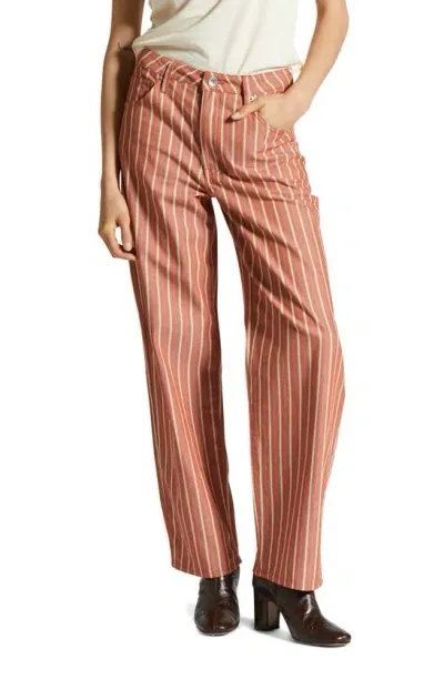 Brixton Lomas Stripe High Waist Straight Leg Pants In Terracotta