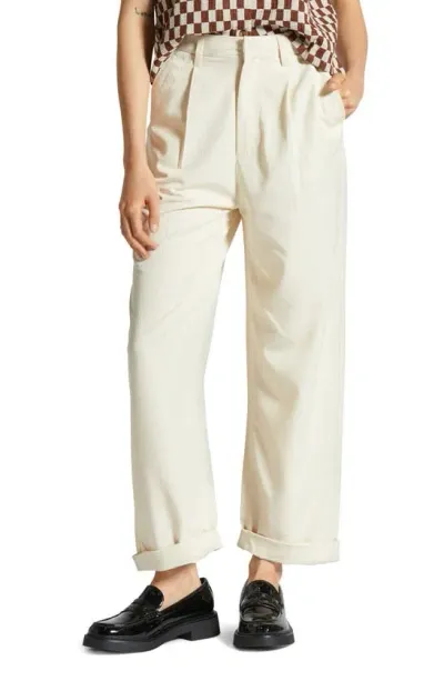 Brixton Victory High Waist Wide Leg Pants In White Smoke