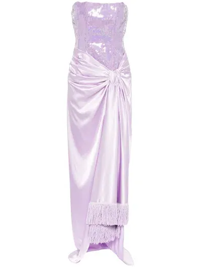 Bronx And Banco Gina Sequinned Satin Gown In Purple