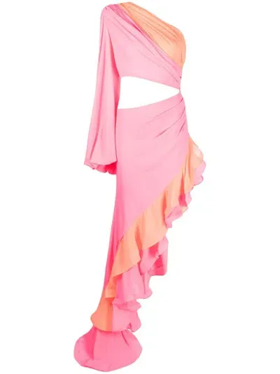 Bronx And Banco Hanna One-shoulder Asymmetric Dress In Pink