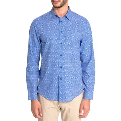 Brooklyn Brigade Denim Dot Recycled 4-way Stretch Performance Long Sleeve Shirt In Blue