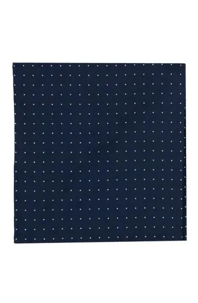 Brooklyn Brigade Dot Cotton Pocket Square In Navy