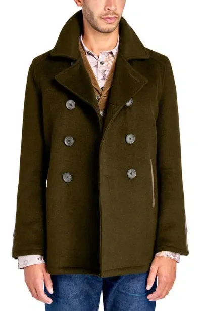 Brooklyn Brigade Green Wool Double Breasted Peacoat