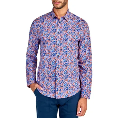 Brooklyn Brigade Micro Floral Recycled 4-way Stretch Performance Long Sleeve Shirt In Multi