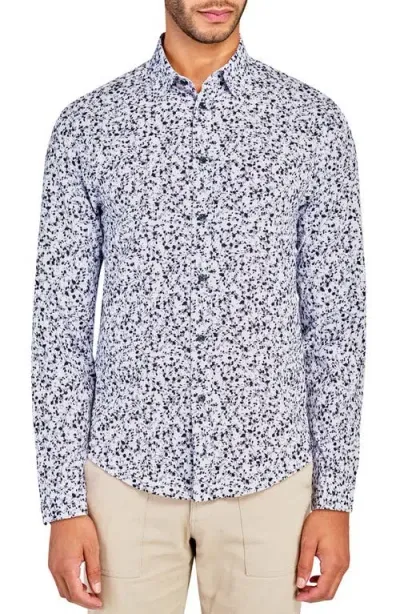 Brooklyn Brigade Mini Floral Recycled 4-way Stretch Performance Long Sleeve Shirt In White