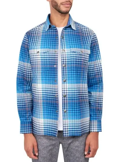 Brooklyn Brigade Plaid Cotton Stretch Shirt Jacket In Blue