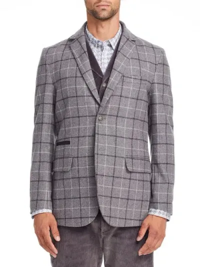 Brooklyn Brigade Plaid Wool Blazer In Grey