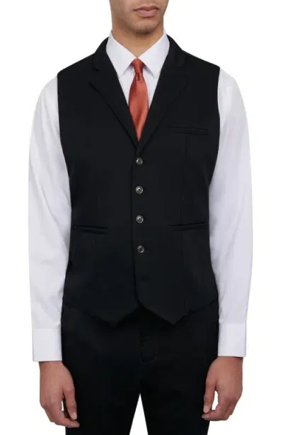 Brooklyn Brigade Slim Fit Performance Knit Vest In Jet Black