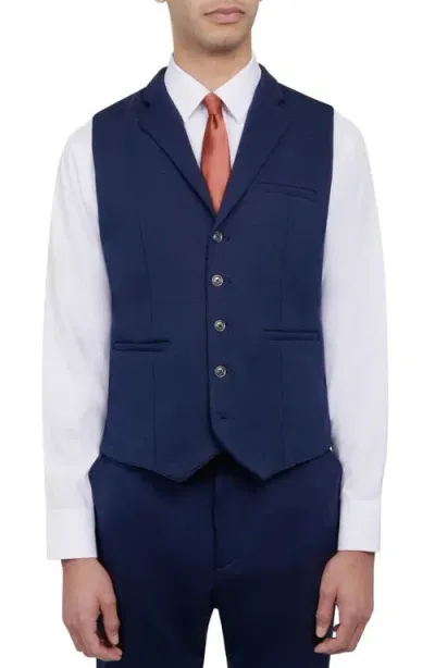 Brooklyn Brigade Slim Fit Performance Knit Vest In River Blue