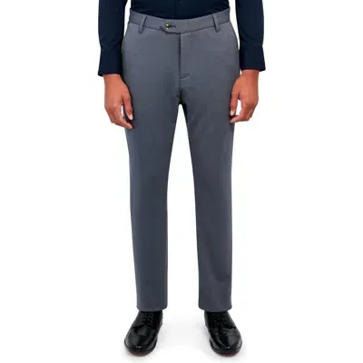 Brooklyn Brigade Slim Fit Straight Leg Performance Knit Dress Pants In Smoke