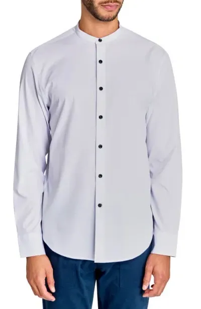 Brooklyn Brigade Solid Recycled 4-way Stretch Performance Stand Collar Shirt In White