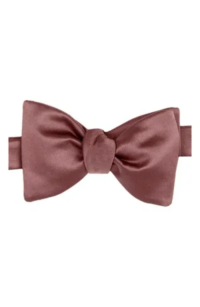 Brooklyn Brigade Solid Satin Bow Tie In Dark Mauve