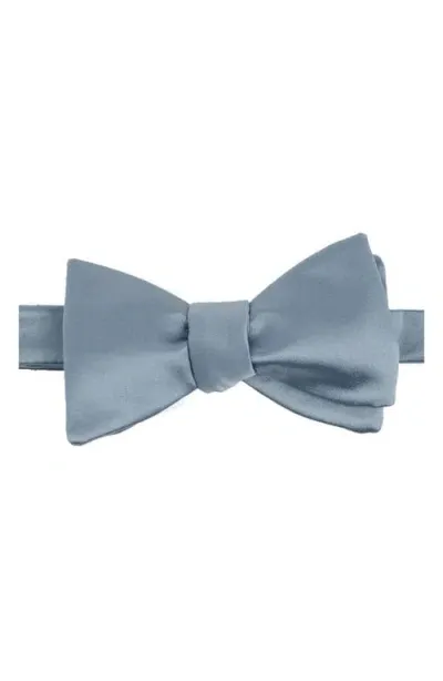 Brooklyn Brigade Solid Satin Bow Tie In Dusty Blue