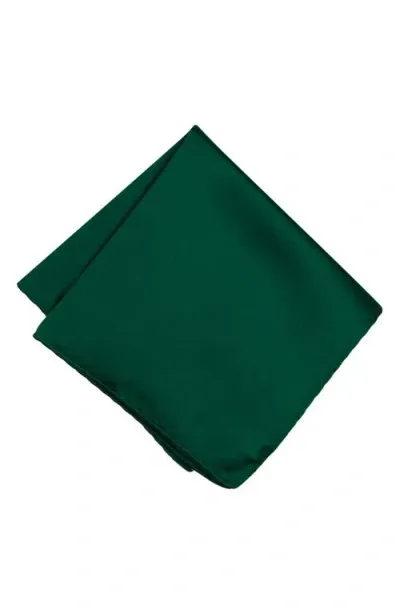 Brooklyn Brigade Solid Satin Pocket Square In Emerald