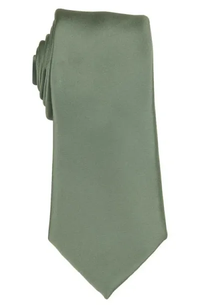 Brooklyn Brigade Solid Satin Tie In Sage