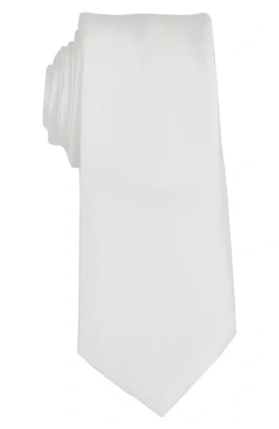 Brooklyn Brigade Solid Satin X-long Tie In White