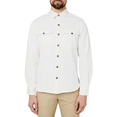 Brooklyn Brigade Solid Waffle Knit Shirt Jacket In White