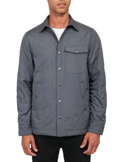 Brooklyn Brigade Solid Water Repellent Quilted Shirt Jacket In Grey