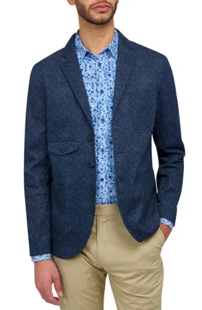 Brooklyn Brigade Texture Print Cotton Stretch Utility Blazer In Navy