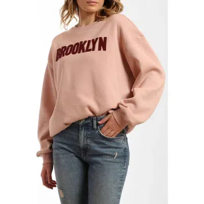 Brooklyn Industries Bk Appliqué Crewneck Sweatshirt In Pale Mauve