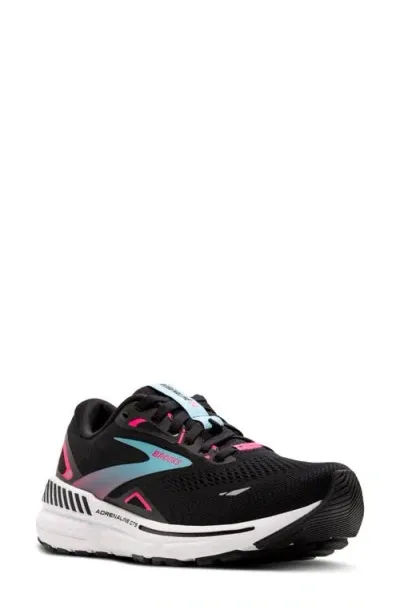 Brooks Adrenaline Gts 23 Gore-tex® Running Shoe In Black/knockout Pink/aqua