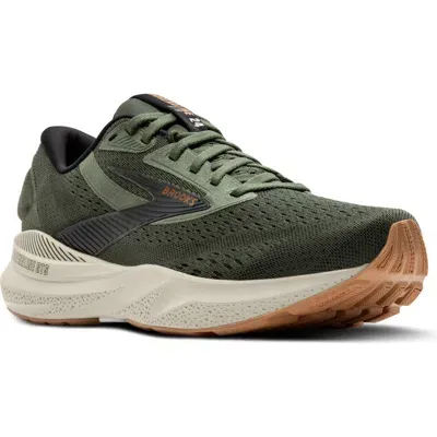 Brooks Adrenaline Gts 24 Running Shoe In Thyme/black/chateau Grey