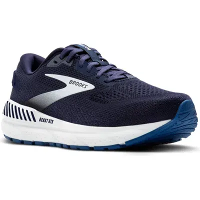 Brooks Beast Gts 24 Running Shoe In Peacoat/true Navy/white