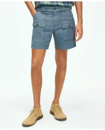 Brooks Brothers 6.5" Cotton Canvas Camp Shorts In Blue