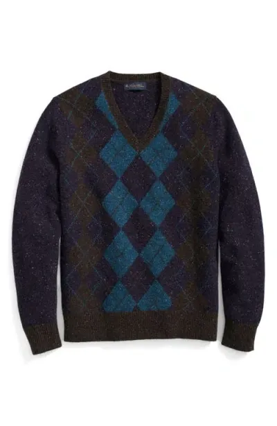 Brooks Brothers Argyle Wool Sweater In Purple Teal Argyle