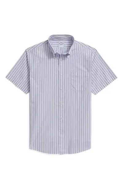 Brooks Brothers Butcher Stripe Short Sleeve Button-down Shrt In Butcherstplavender