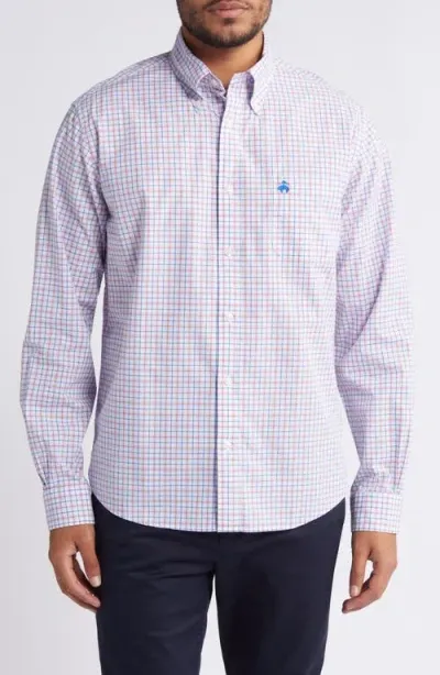 Brooks Brothers Check Regular Fit Button-down Shirt In White Mini Check