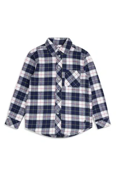 Brooks Brothers Kids'  Boys Brushed Cotton Plaid Flannel Sport Shirt In Navy