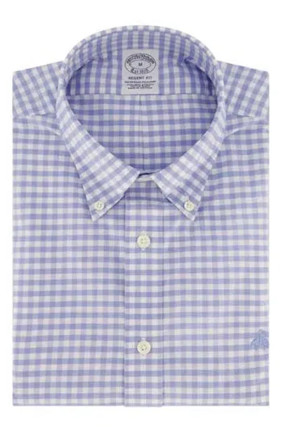 Brooks Brothers Regent Fit Gingham Stretch Button-down Shirt In Gingham Hydrangea