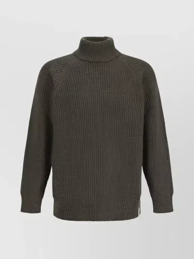 Brooksfield Ribbed Turtleneck Sweater Mélange Pattern In Wood/germoglio