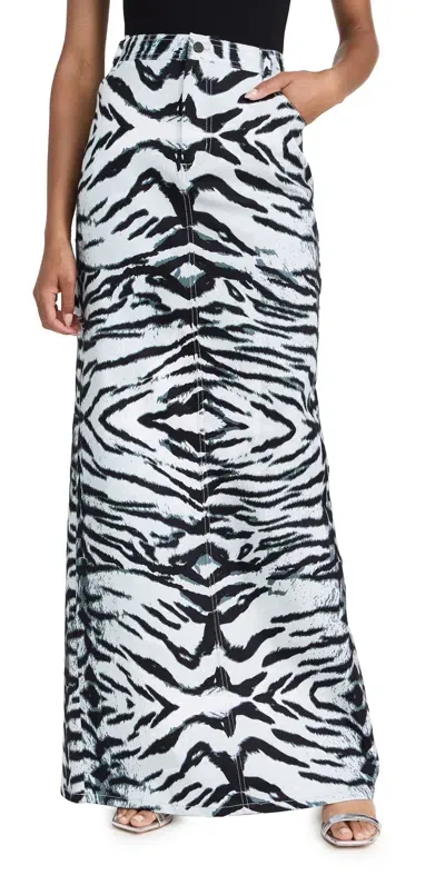 Bruceglen Snow Tiger Maxi Denim Skirt Snow Tiger