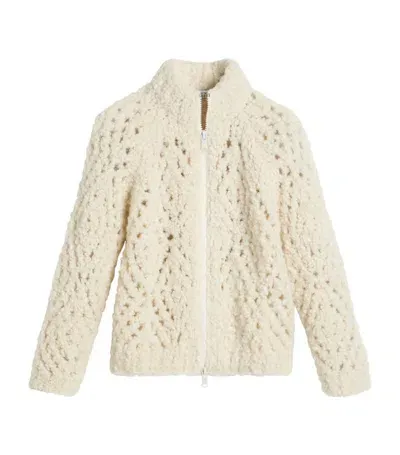 Brunello Cucinelli Kids' Alpaca-blend Argyle Mesh Cardigan (4-12+ Years) In Neutrals