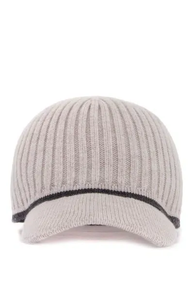 Brunello Cucinelli Baseball Cap In Knit Fabric In Gray