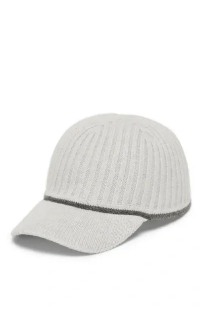 Brunello Cucinelli Baseball Cap With Monili In Pearl Grey