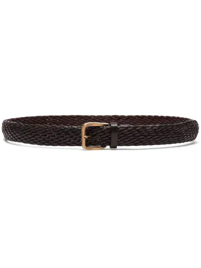 Brunello Cucinelli Belt With Woven Design In Brown