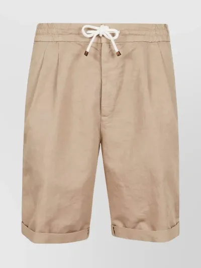 Brunello Cucinelli Drawstring-waist Bermuda Shorts In Beige