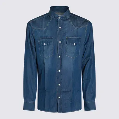 Brunello Cucinelli Blue Denim Shirt In Denim Scuro+198