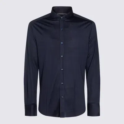 Brunello Cucinelli Blue Silk Shirt In Blu Colorato