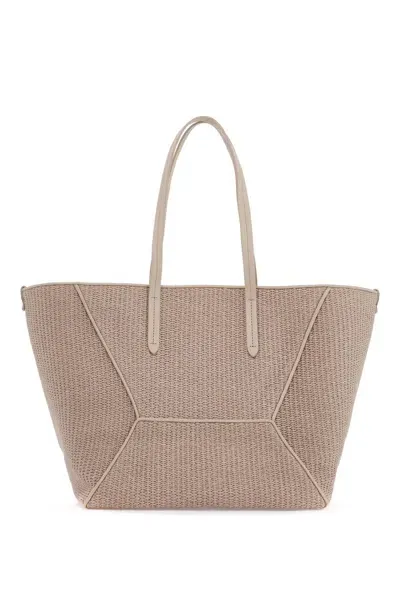 Brunello Cucinelli Borsa Tote In Rafia Techno In Neutro