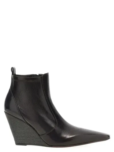 Brunello Cucinelli Brown Wedge Ankle Boots