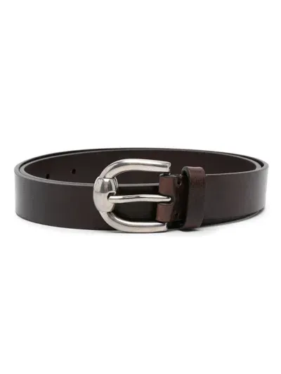 Brunello Cucinelli Buckle-fastening Leather Belt In Brown