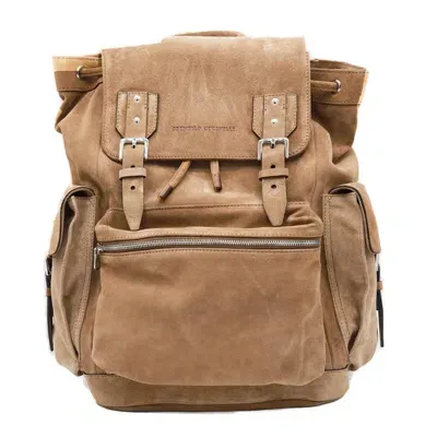 Brunello Cucinelli Buckled Backpack In Brown