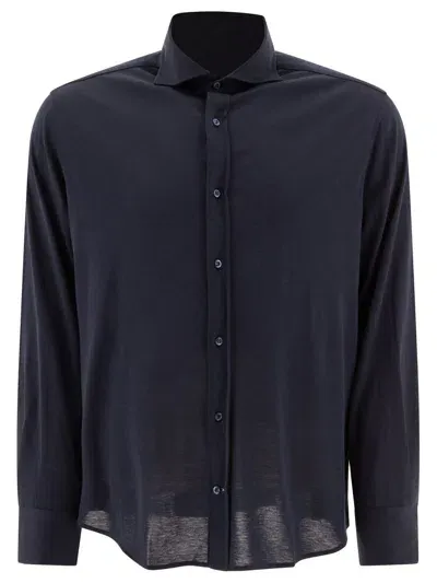 Brunello Cucinelli Buttoned Long-sleeved Shirt In Blue