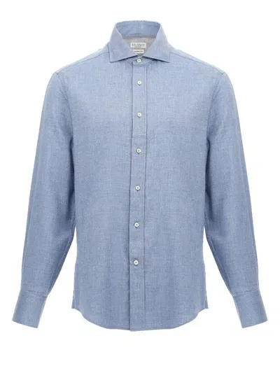 Brunello Cucinelli Buttoned Long-sleeved Shirt In Light Blue