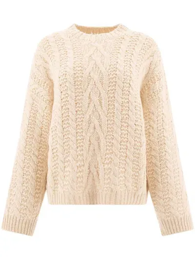 Brunello Cucinelli Cable-knit Sweater In Beige