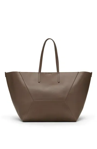 Brunello Cucinelli Leather Tote Bag In C8772 Brown